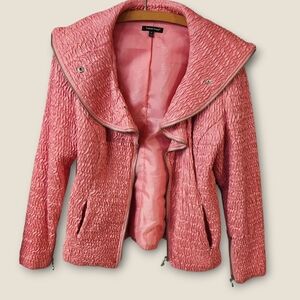 Samuel Dong Crinkled Coral Bomber Jacket Sz M